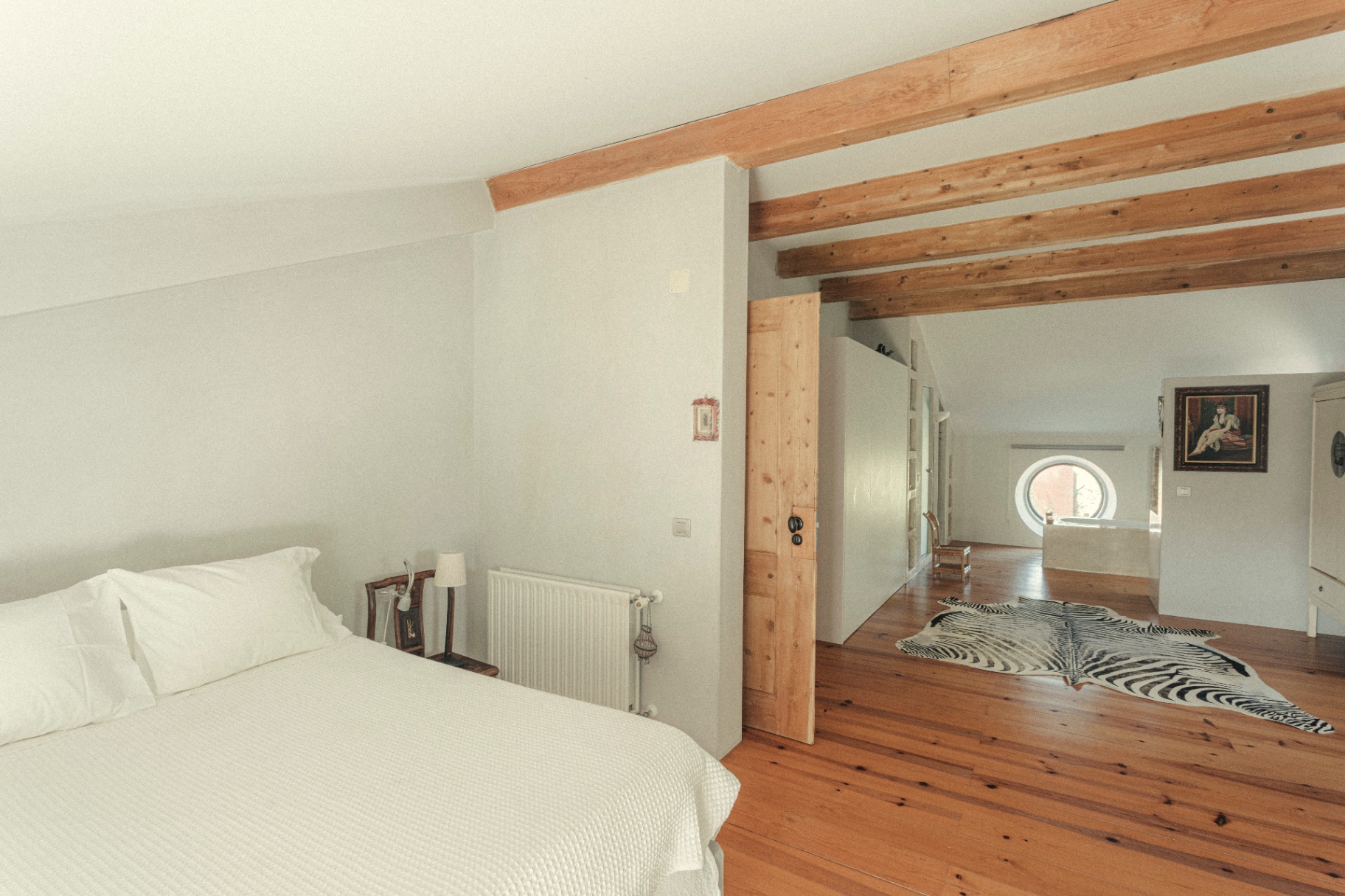 Bedroom with wooden beams