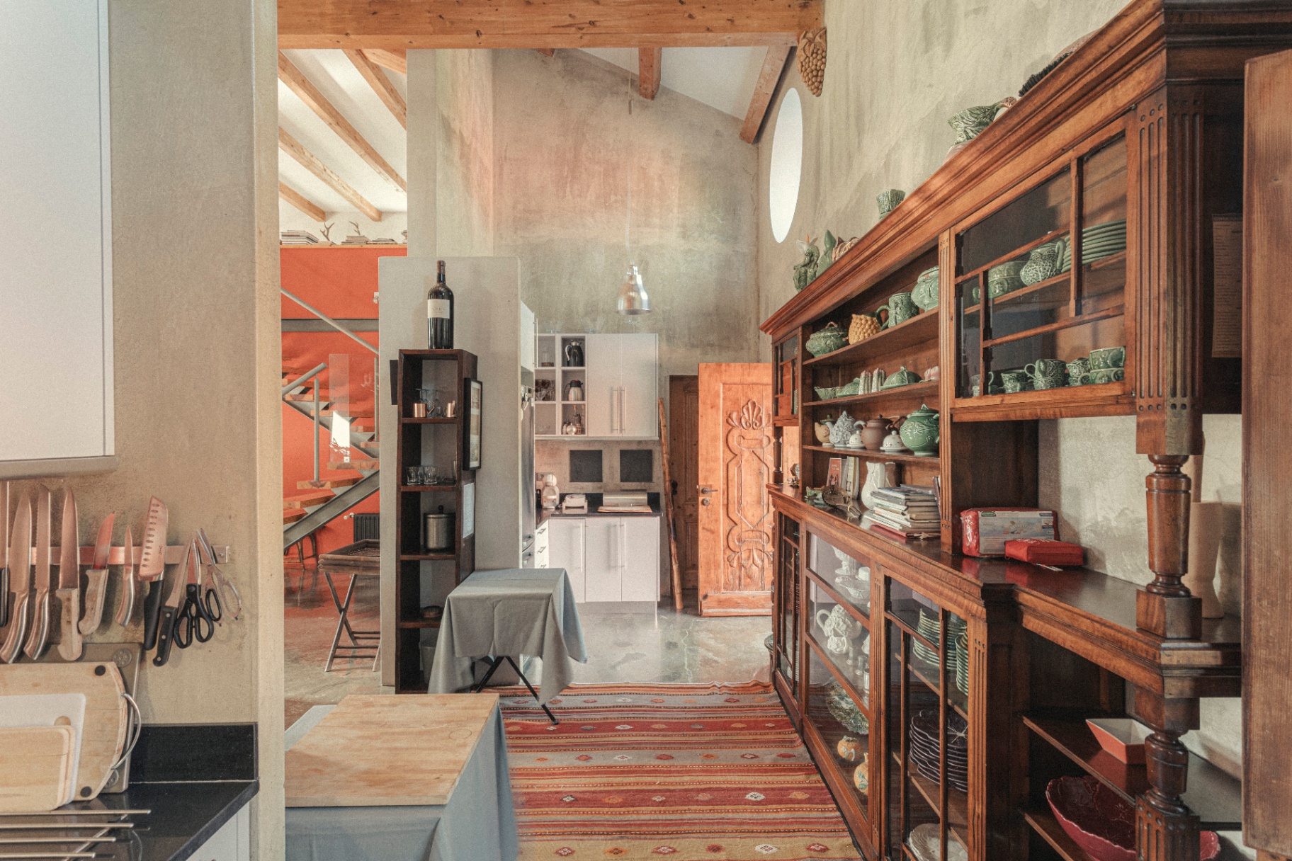 Country kitchen with pantry dresser and copper